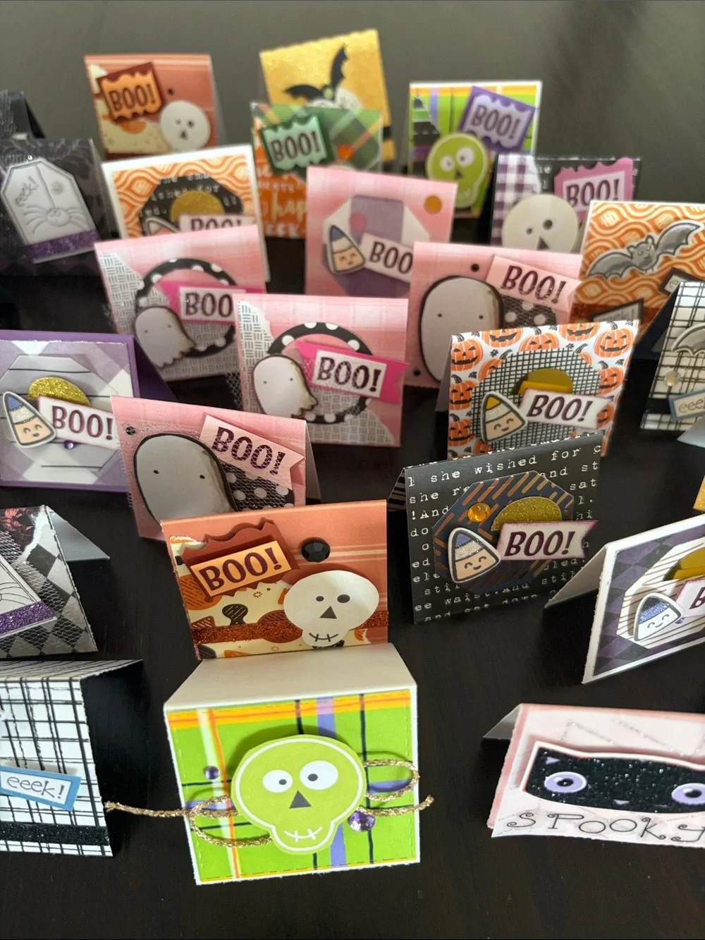 New Handmade Halloween Mini Foldable Surprise Cards - Set of 30, Colorful 2 x 2